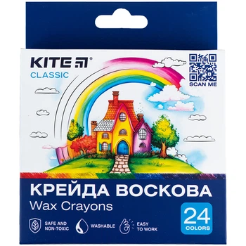 Мел восковой, 24 цвета Kite Classic