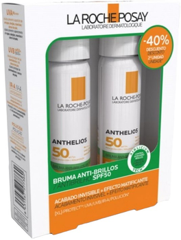 Spray przeciwsłoneczny do twarzy La Roche Posay Anthelios Invisible Anti Shine SPF 50 2 x 75 ml (8431567619589)