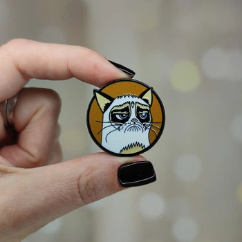 Металлический значок, пин "Grumpy Cat. Сердитый кот" (Знач0132)