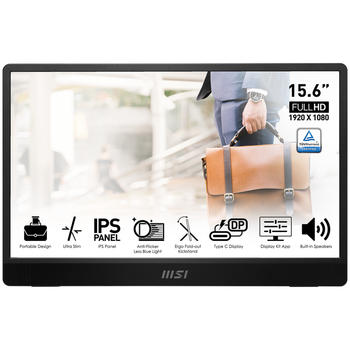 Монитор 15.6" ЖК MSI PRO MP161 IPS/1920х1080/HDMI/USB-C Черный с серым