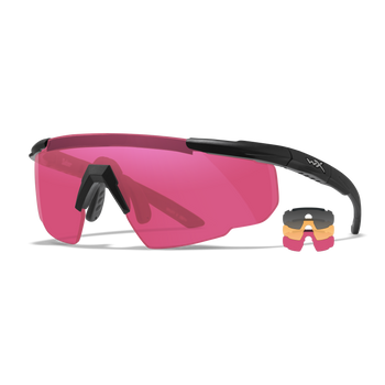 Защитные баллистические очки с сменными линзами Wiley X Saber Advanced, серые, розовые, оранжевые линзы в черной оправе