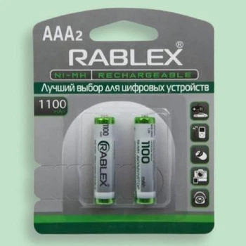 Аккумулятор ААА никель-металлогидридный Rablex ААА 11ОО mAh аккумуляторная батарейка, 2 шт