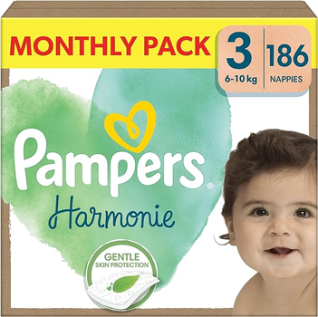 Підгузки Pampers Harmonie Розмір 3 MIDI (6-10 кг) 186 шт (8700216251235)