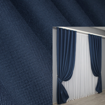 Комплект готових штор VR-Textil Льон-блекаут № 1360ш 150х270 см 2 шт Темно-синій (33-0217)