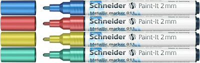 Набір акрилових маркерів Schneider Paint-It Metallic ML01111502 2 мм 4 шт (4004675151773)