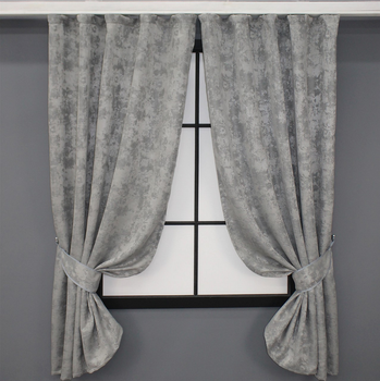 Комплект штор коротких VR-Textil Жакард Sultan XO № 1125ш 2 шт 130х170 см Сірий (35-0039)