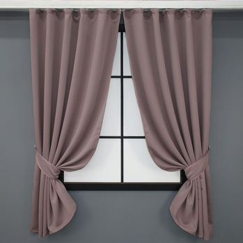 Комплект коротких штор VR-Textil Блекаут Bagema Rvs № 1245ш 130х170 см 2 шт Пудровий (35-0025)