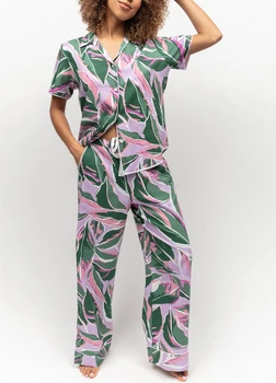 Піжама жіноча Cyberjammies Lexi 0175-0176 26/6XL Фіолетовий з принтом листя (5051877510197)
