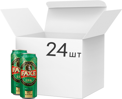 Упаковка пива Faxe IPA світле пастеризоване фільтроване 5.7% 0.5 л x 24 шт (5741000152409)