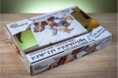 Деревянная карта Украины PuzzleOK на подставке, размер 310*270 мм, 17 деталей