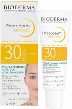Эмульсия фотозащитная матирующая для жирной проблемной кожи Bioderma Photoderm AKN Mat SPF 30 Matifying Sun Fluid 40 мл (28481B)