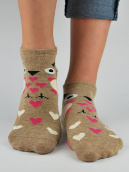 Шкарпетки жіночі прикольні короткі бавовняні Noviti ST023-W-02 35-38 Бежеві (5905204314845)