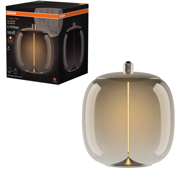 Світлодіодна лампа Osram Vintage 1906 Big Oval 10 Filament Magnetic 4W 100Lm 1800K E27 димчатий (4099854173943)