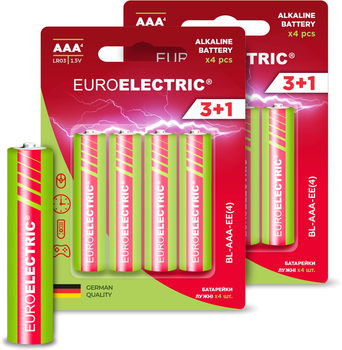Батарейки щелочные Euroelectric AAA LR03 1.5 V blister 8 шт (BL-AAA-EE(4)(2))