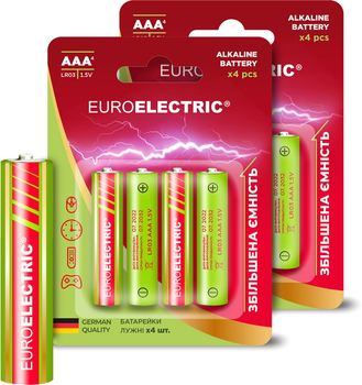 Батарейки щелочные Euroelectric AAA LR03 1.5V PE 8 шт (BL-AAA-EE(4)PE(2))