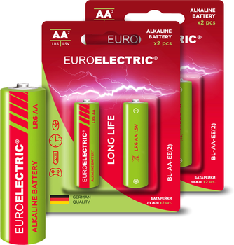 Батарейки щелочные Euroelectric AA LR6 1.5 V blister 4 шт (BL-AA-EE(2)(2))