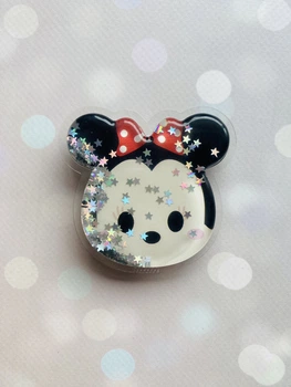 Держатель для смартфона / планшета попсокет Popsocket с плавающими блестками (Минни черный)
