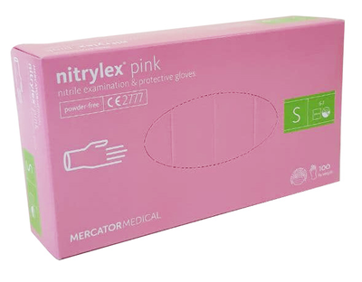 Перчатки нитриловые розовые размер S (50пар)