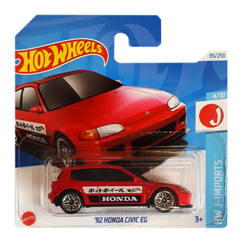 Машинка Базова Hot Wheels '92 Honda Civic EG J-Imports 1:64 HTC43 Red