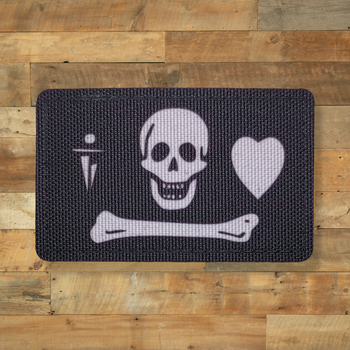 Шеврон Пиратский Флаг Боннета, черный, 8х5, на липучке( велкро), патч печатный