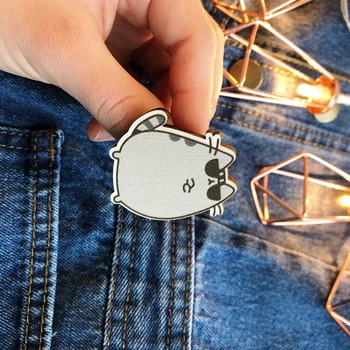 Значок из дерева Craft Pins Кот Пушин в очках (CU-00517)