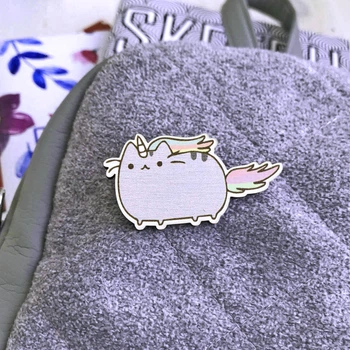 Значок из дерева Craft Pins Кот Пушин Единорог (CU-00564)