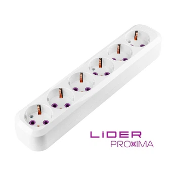 Розетка переносна 6-місна LIDER PROXIMA LRP16-630 зк