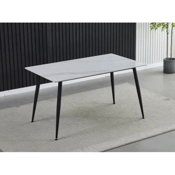 Стол обеденный KING CERAMIC 140*80 белый глянец / каркас черный мат