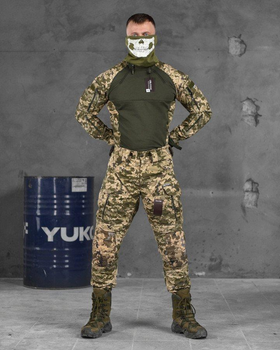 Тактичний костюм з посиленими колінами весна/літо штани+убакс XL піксель (85877)