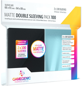 Карткові сорочки Gamegenic Matte Double Sleeving Pack (66 x 91 мм / 64 x 89 мм) 2 x 100 шт (4251715409954)