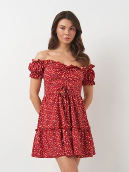 Плаття коротке літнє жіноче Ariadna 7038 One Size Червоне (ROZ6501011383)