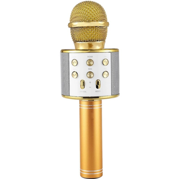 Детский Bluetooth караоке микрофон Wster WS-858 и портативная MP3 колонка 2в1, ручной микрофон Gold