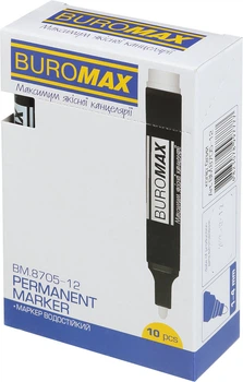 Набор перманентных маркеров Buromax 1-4 мм 10 шт Белый (BM.8705-12)