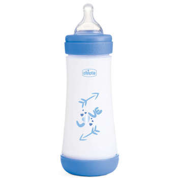 Пляшечка для годування Chicco Perfect 5 Love із силіконовою соскою 4+ міс. 300 мл Синя (20235.21.40)