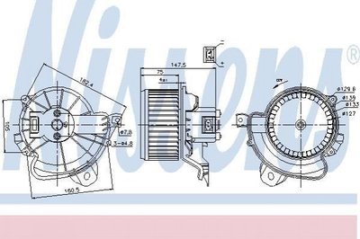 Вентилятор пічки NISSENS 87086 Fiat Punto, Grande Punto; Opel CORSA; Peugeot Bipper; Citroen Nemo 13335075, 1845112, 1845113