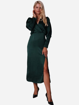 Плаття на запах міді осіннє жіноче Ax Paris DA1649 L Темно-зелене (5063259014094)