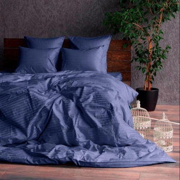 Комплект постільної білизни Soft fall сатин страйп півтораспальний 150 x 215 см 2 х 70 х 70 см чорничний