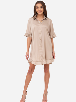 Плаття-сорочка коротке літнє жіноче Ax Paris DA1774 S Бежевое (5063259061784)