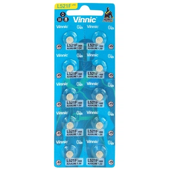 Батарейка лужна Vinnic L521F/AG0/LR521, 1.5V, блістер 10шт розривний