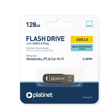Pendrive Platinet 128GB USB 2.0 S-Depo Silver (PMFMS128)
