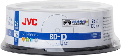 Диски JVC BD-R 25GB 6X Inkjet White Printable Cake 25 шт (JVBDR25P)