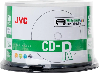 Диски JVC CD-R 700MB 52X Inkjet White Printable Cake 50 шт (JVC50CP)