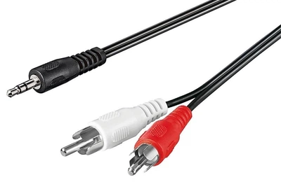 Кабель аудіо-сигнальний Goobay Jack 3.5mm 3pin-RCAx2 M/M 10.0m плоский AWG29 Nickel чорний(75.05.0441)
