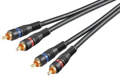 Кабель аудіо-сигнальний Goobay RCA 2x2 M/M 0.2m 2xShielded D=4.8mm Gold OFCu асфальт(75.05.0433)