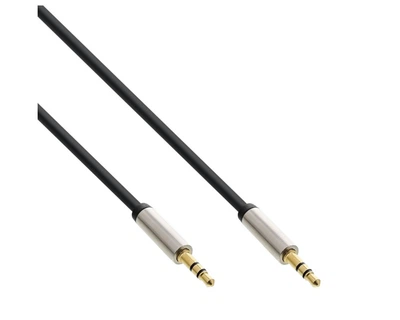 Кабель аудіо-сигнальний InLine Jack 3.5mm 3pin M/M 0.5m прямий Slim Shield Metal Gold Cu чорний(77.09.9214)