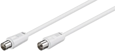 Кабель антенний-підовжувач Goobay RF:Coaxial M/F 0.5m 75 Ohm D=5.0mm 2xShielded 70dB білий(75.05.0910)