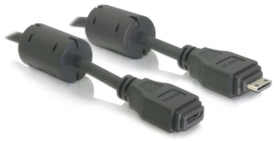 Кабель монітора-подовжувач Delock HDMI mini M/F 1.0m Ferrite D=5.5mm Type-C чорний(70.08.4349)