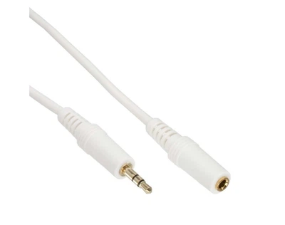 Кабель аудіо-подовжувач InLine Jack 3.5mm 3pin M/F 1.0m Stereo AUX D=4.0mm Gold білий(77.W9.9934)