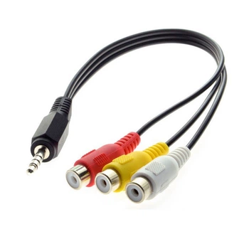 Кабель аудіо-відео Lucom Jack 3.5mm 4pin-RCAx3 M/F 0.25m AV (V-L-R-Gnd) чорний(62.09.8329)
