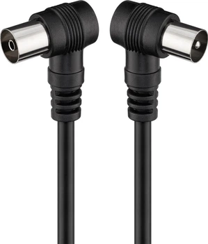 Кабель антенний-подовжувач Goobay RF:Coaxial M/F 1.5m 75 Ohm 2x90° D=5mm 2xShield 70dB чорний(75.01.1525)